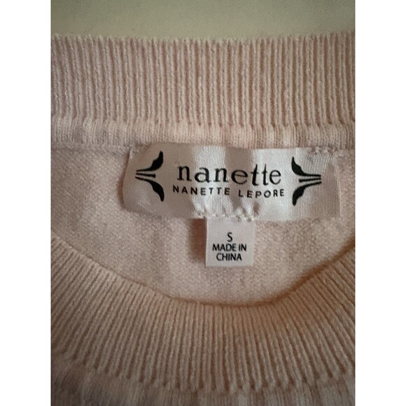 Ladies Feminine Pink Nanette Lepore LS Appliqué & Rhinestones Sweater Size S - Picture 2 of 5